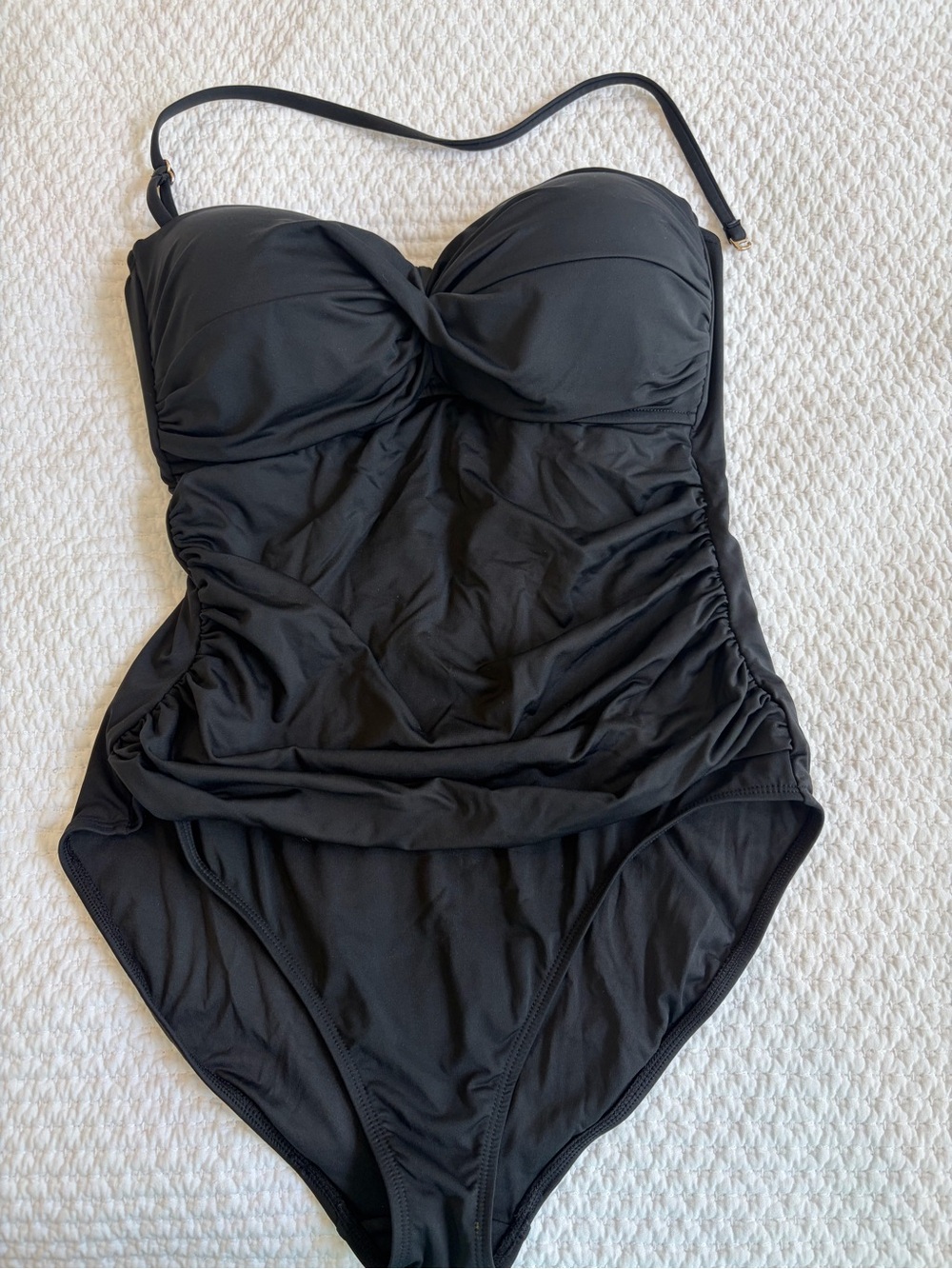 Anne Cole Black Ruched One-Piece Swimsuit